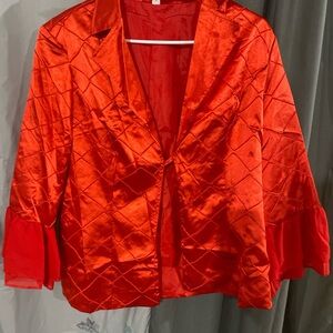 Elegant Red Satin Women's Jacket
